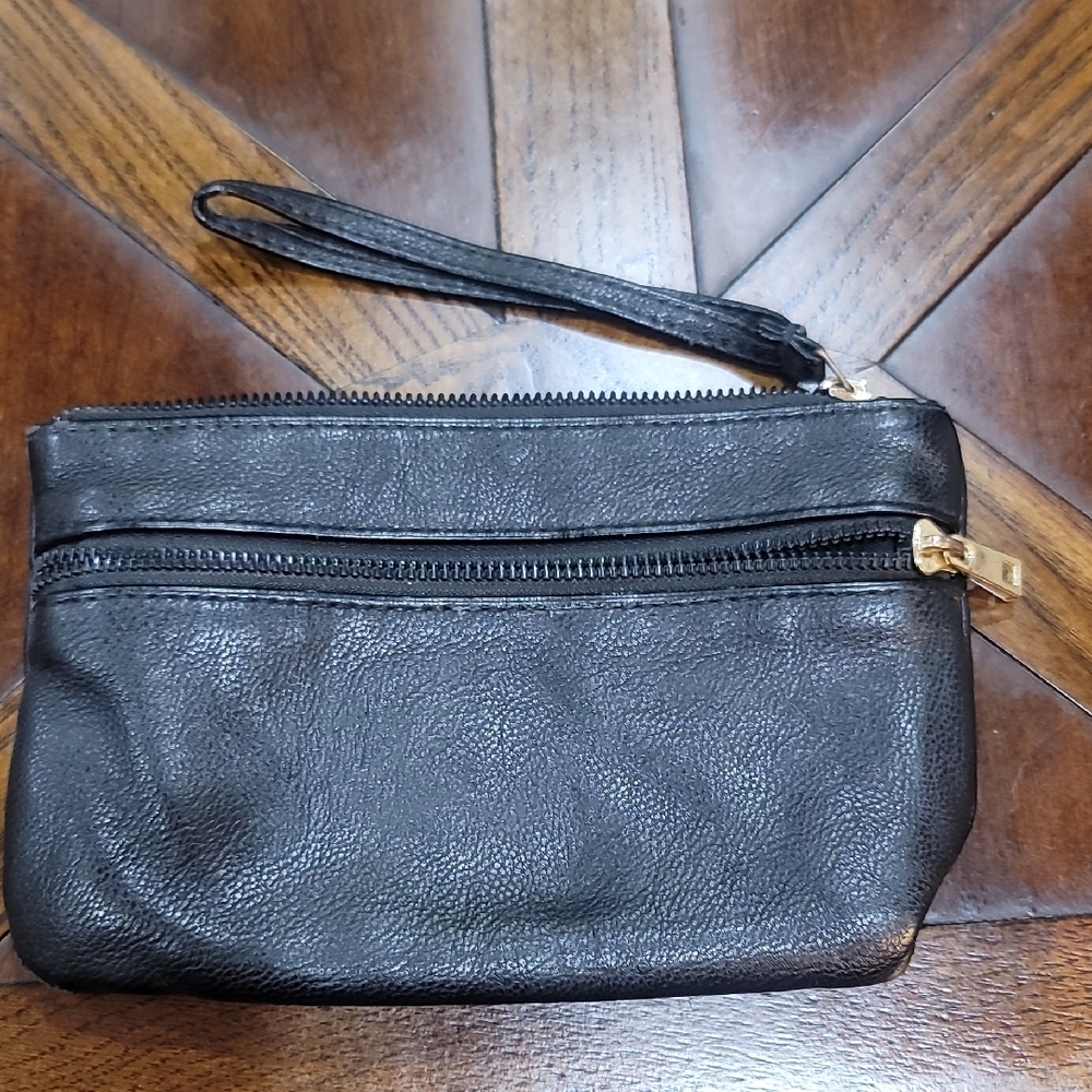 Safe Keeper Elegant Black Wristlet with Gold Accents